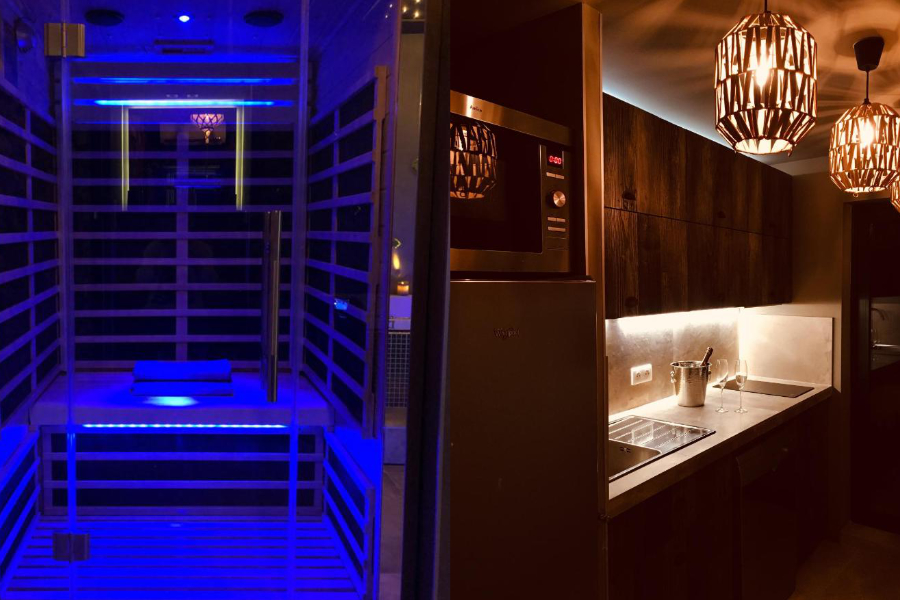 Sauna et bar _chambre avec jacuzzi en Provence